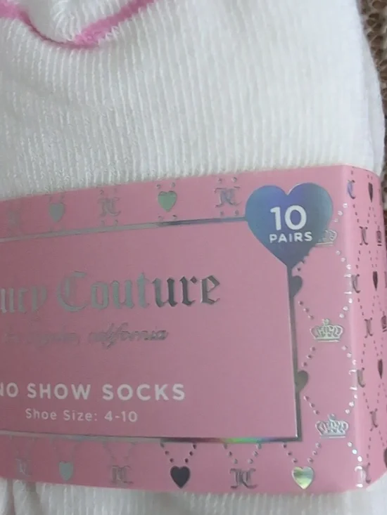 Juicy Couture No-Show Socks Pack Of 10 New - Picture 3 of 5